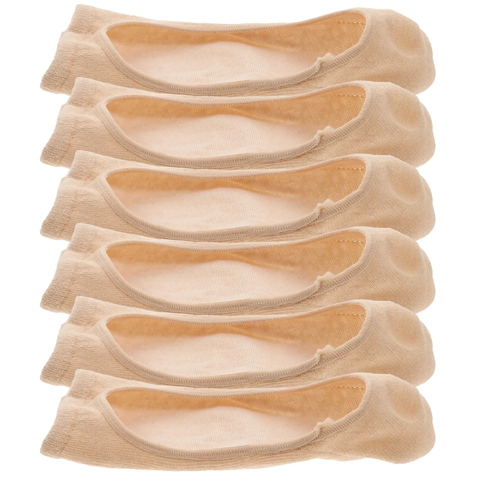 3 أزواج من الجوارب غير المرئية المضادة للانزلاق من ألياف الخيزران والسيليكون ذات القطع المنخفضة للنساء تصميم نونسليب لون البشرة
