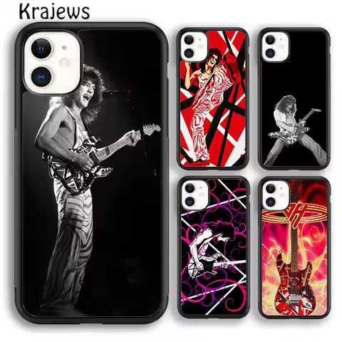 Krajews Eddie Van Halen Graphic Guitar Phone Case Cover For iPhone 16 15 14 plus XS XR 11 12 mini 13 pro max Fundas