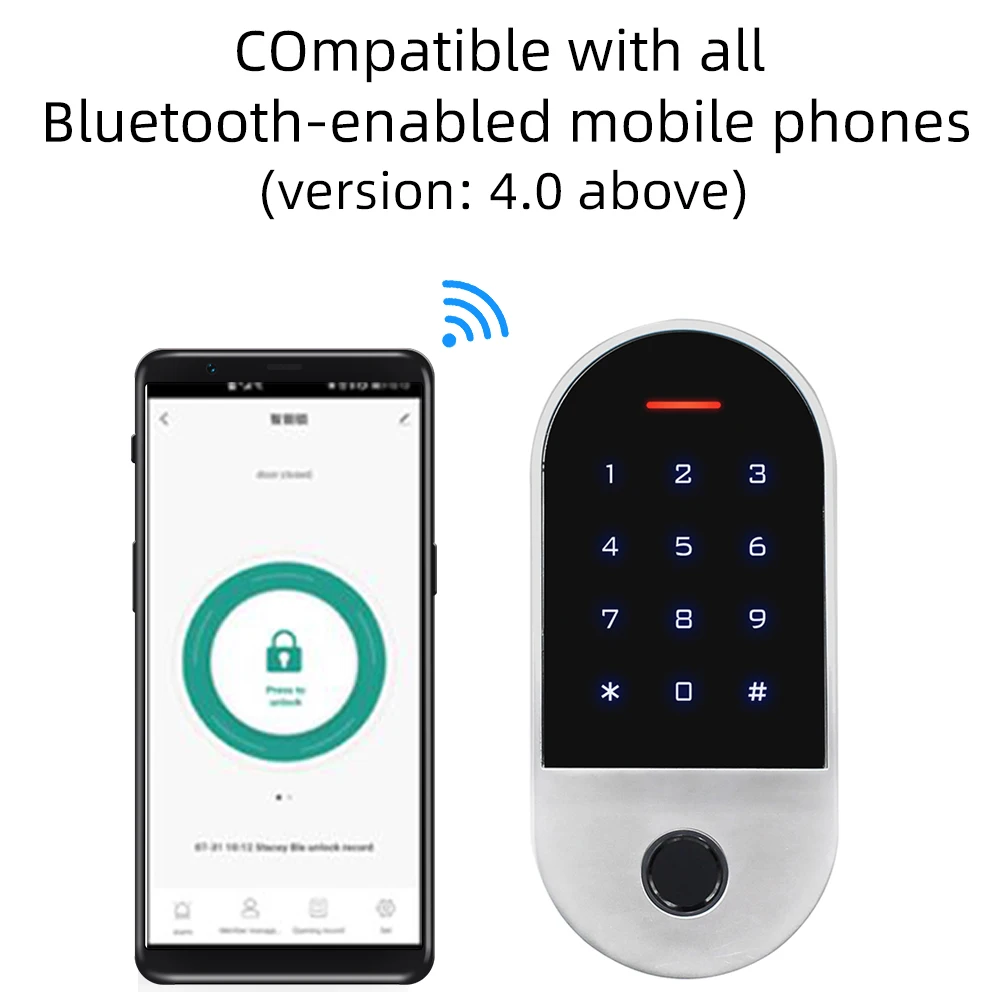 

bluetooth FingerKey Access Controller Reader Tuya APP 125KHZ 13.56MHZ Card Password Fingerprint Reader Door Access Control