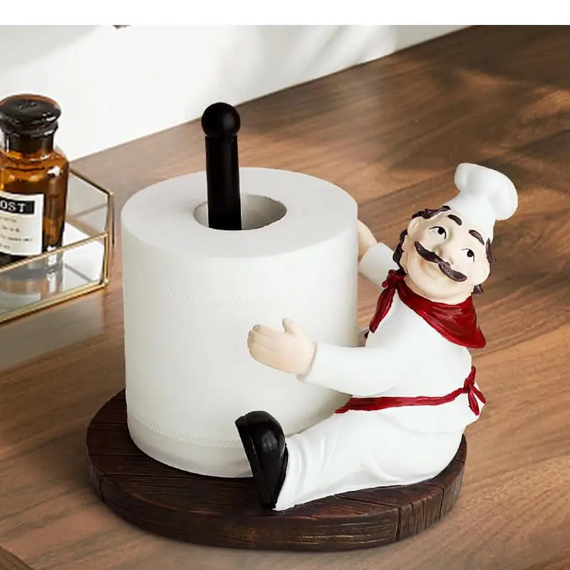 

Chef Kitchen Paper Towel Holder Vertical DecorationPaper Roll Holder Desktop Paper Roll Plastic Wrap Storage Rack Tissue Box