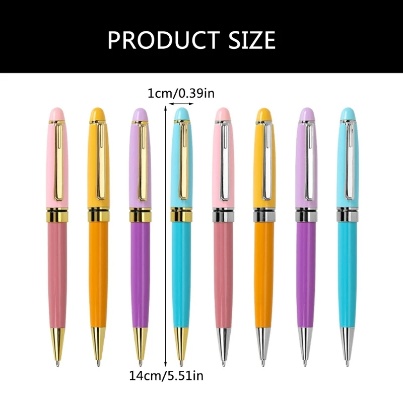 Caneta esferográfica metal com ação giratória, 8 peças, com clipe caneta metal, ponta 1.0mm, escrita