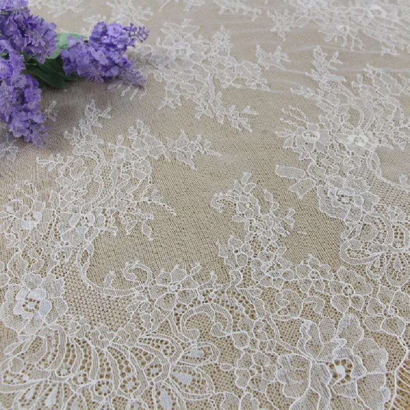 

3 Metes New Black and White High-quality Lace Soft Eyelashes Lace Fabric DIY Wedding Dress Skirt Clothing Formal Dress