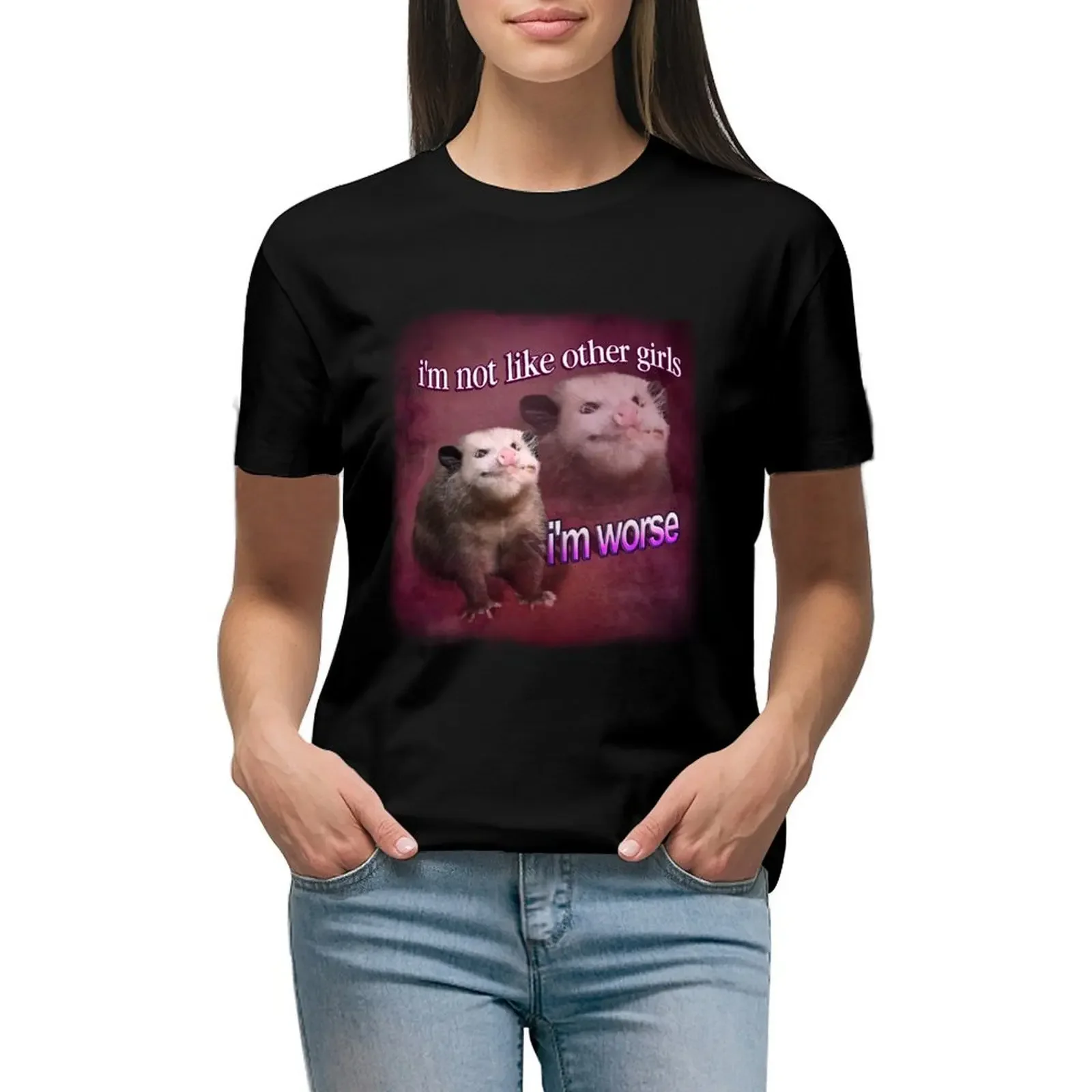 I'm not like other girls, I'm worse possum word art T-Shirt plus sizes plus size tops shirts graphic tees Women's tee shirt