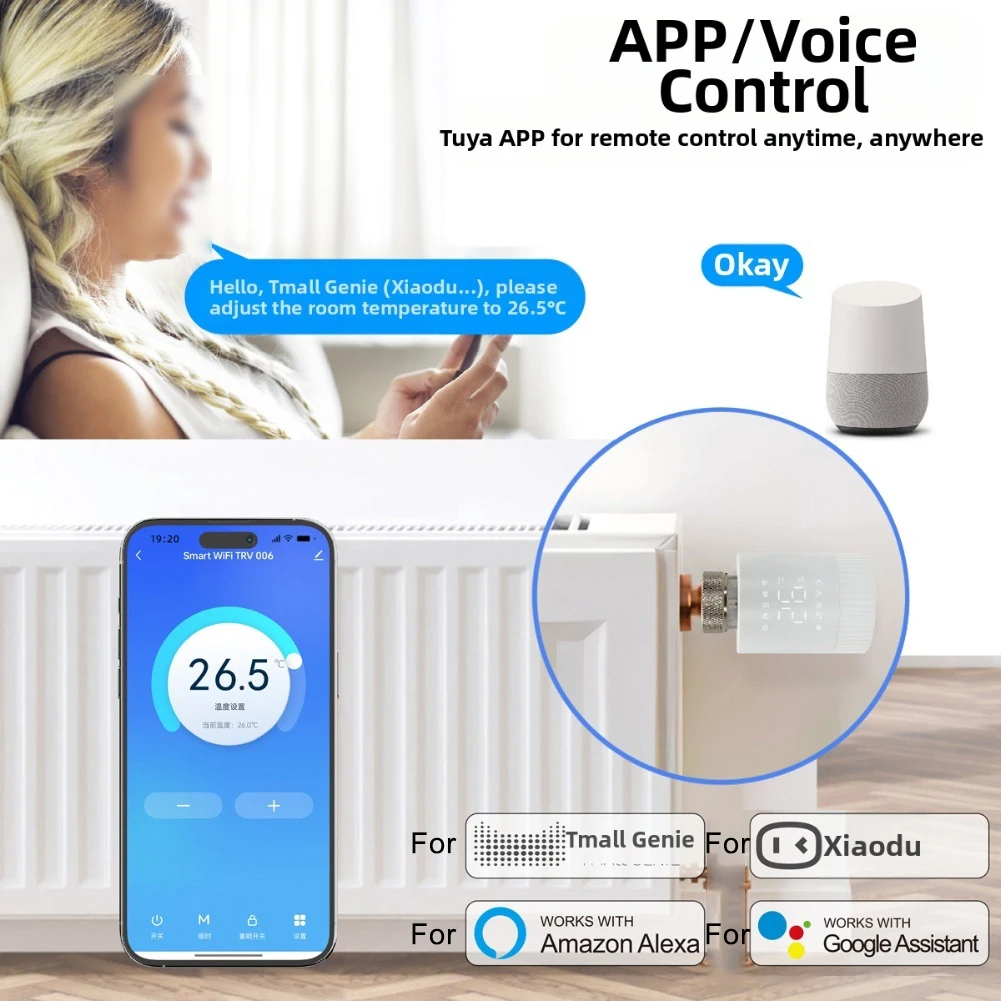 

Умный клапан контроля температуры для Tuya и для Zigbee WIFI TRV, пульт дистанционного управления с энергосберегающими и защитными функциями