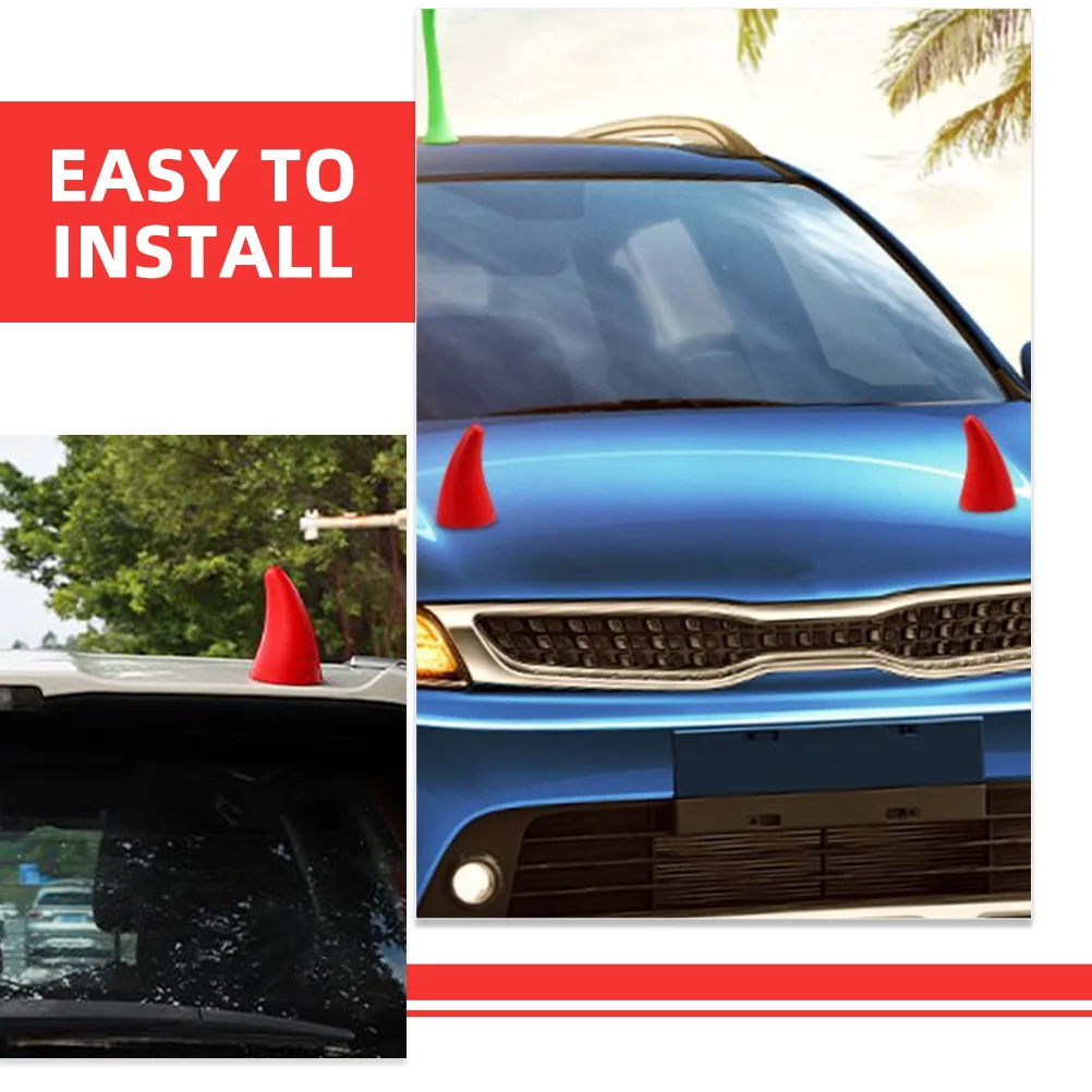 2 قطعة زينة سقف السيارة قرون الشيطان لسيارة هالوين السيارات ديكور خارجي السيارة خارج زخرفة السيارات الخارجي #6