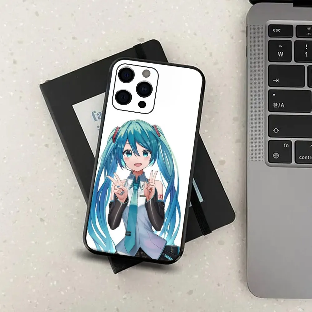 Cartoon Cute Hatsune M-MikuES Phone Case For Apple iPhone 15,14,13,12,11,Pro,X,XS,Max,XR,Plus,Mini Soft Black Cover