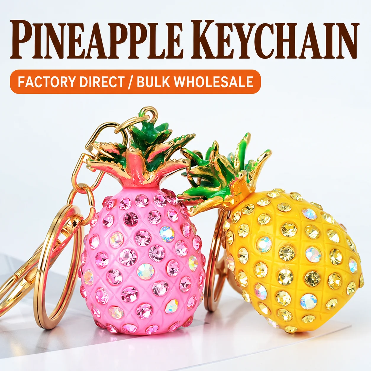Rhinestone Key Chain Rhinestone Inlaid Bag Pendant Charm Pineapple Key Chain 3d 3d Pineapple Key Chain For Bag Decoration Car