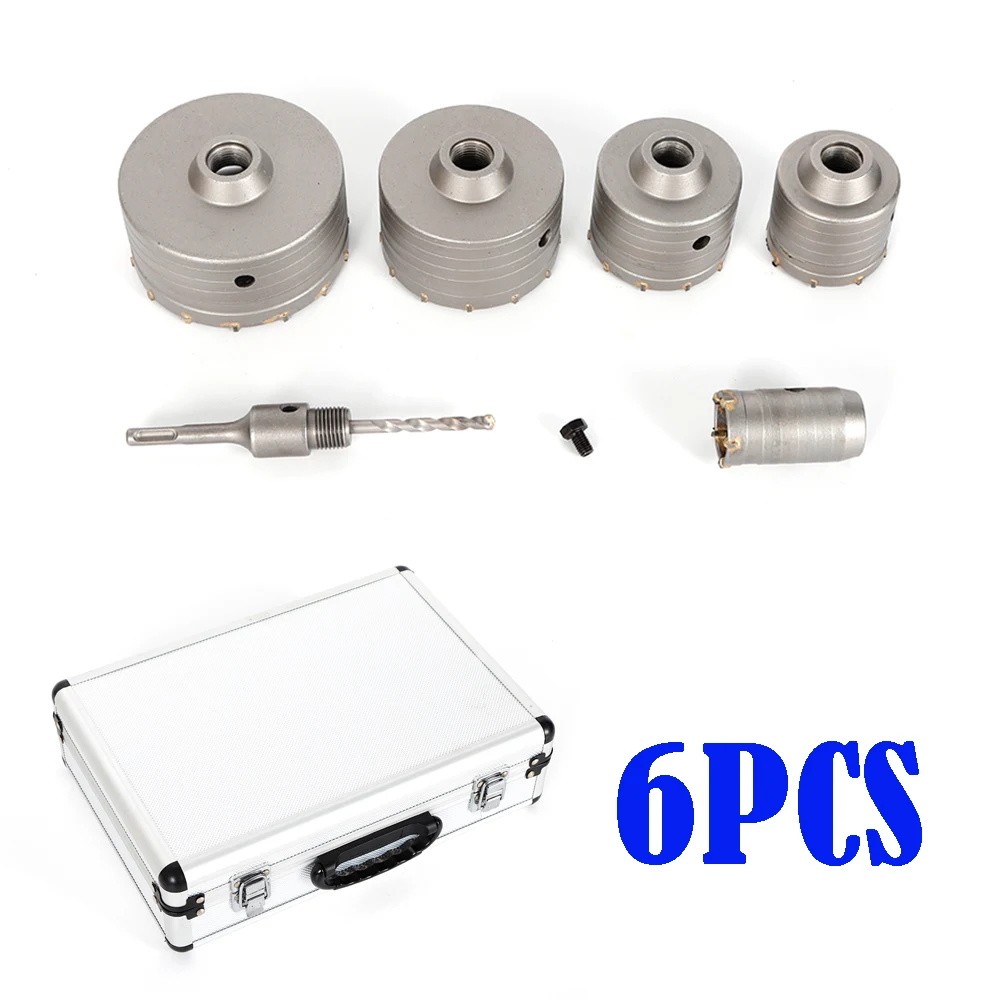 6Pcs Beton Bohrkronen Set Ø 40 / 68 / 80 / 100 / 120 Mm Mit Sds-Plus adapter