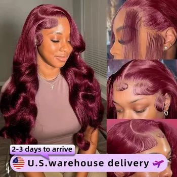 99j Burgundy ลูกไม้ด้านหน้าวิกผม 13x4 Pre Plucked โปร่งใสลูกไม้สี Body Wave 13x6 Hd วิกผมลูกไม้ด้านหน้าด้านหน้าสําหรับผู้หญิง