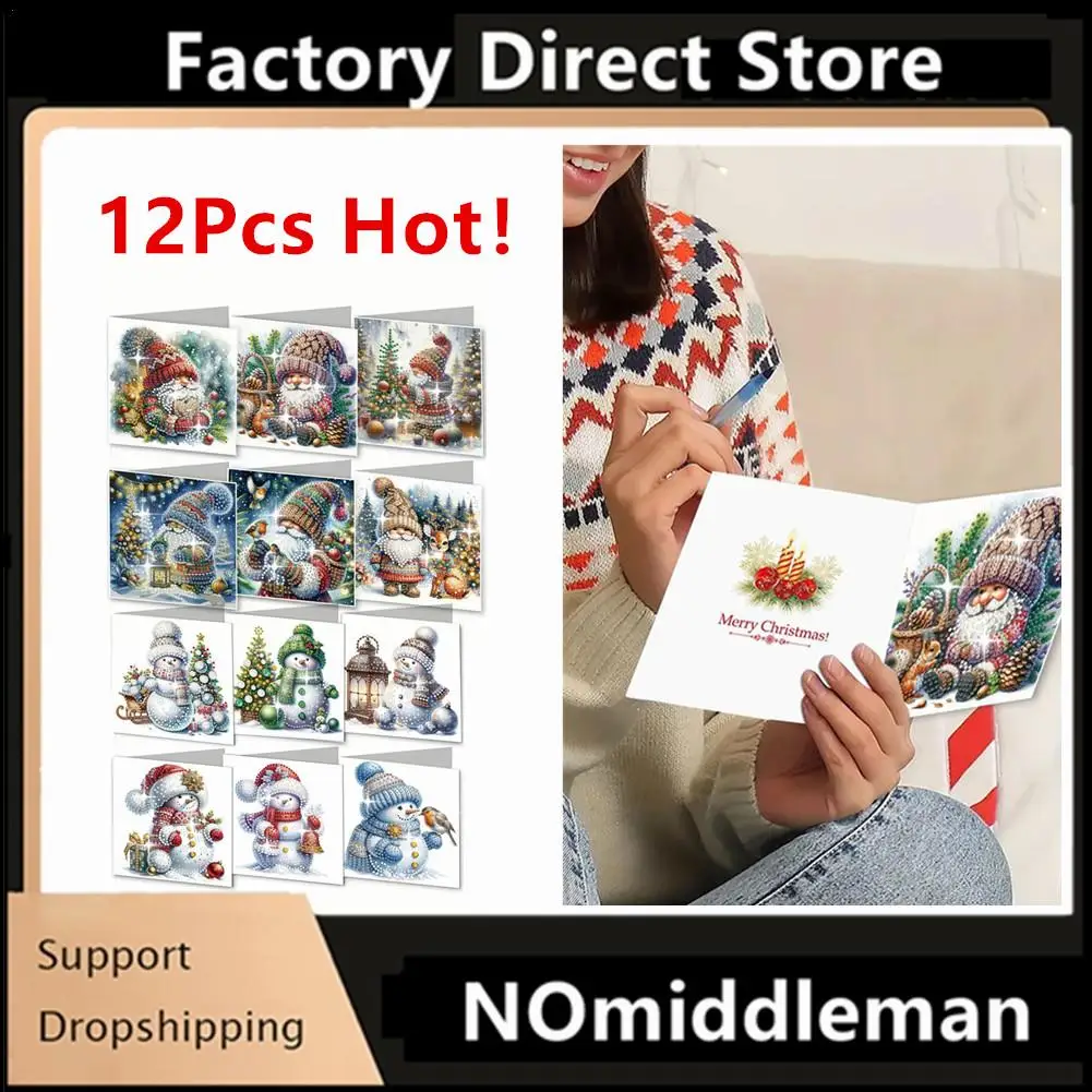 

12Pcs Evershine 5D Gnome Picture Rhinestones Full Square Diamond Embroidery Cartoon Set Mosaic Christmas Handicraft