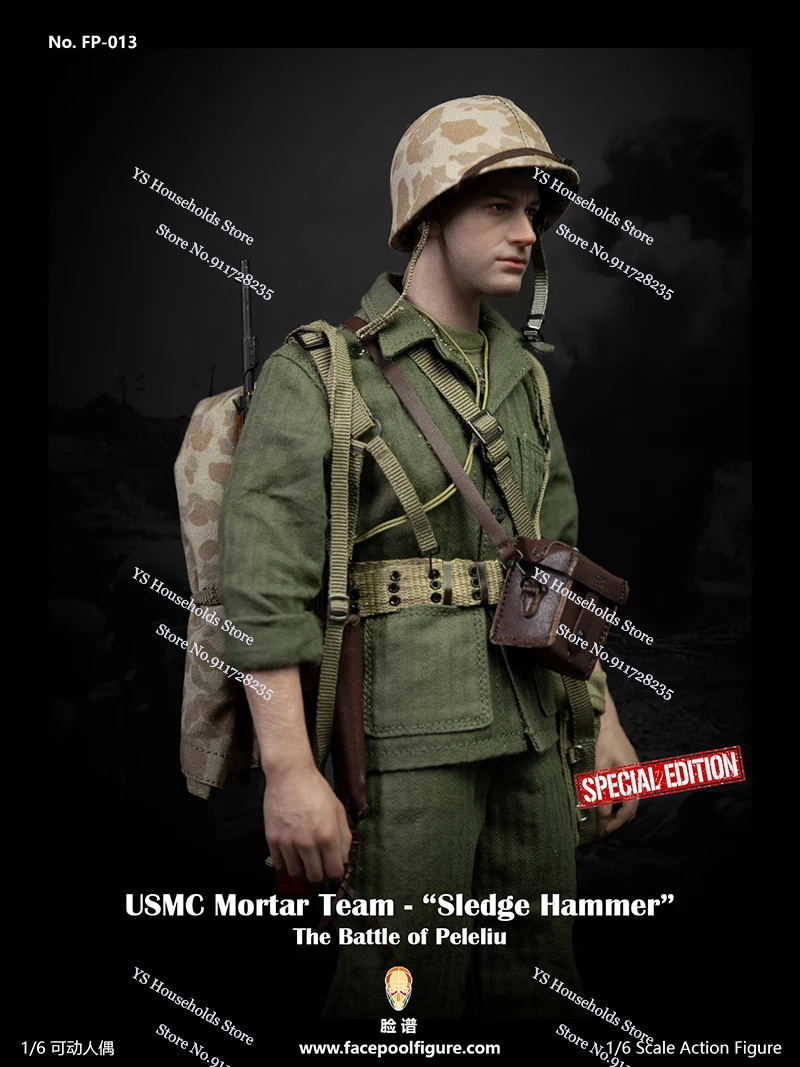 Facepoolfigure FP013 1/6 Scale USMC Mortar Team Sledge Movable Man Action Figure Replace Arms Model 12