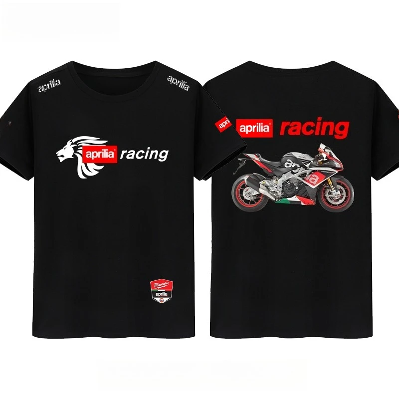 

Heavy Locomotive Cultural Shirt Short-sleeved Men's and Women's Aprilia Motorcycle Print T-shirt Lovers Short-sleeved Clothing