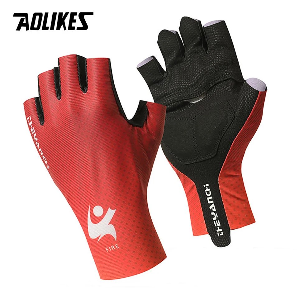 AOLIKES Cycling Half-finger Gloves Anti-slip Bicycle Mitten Men\'s Cycling Fingerless Gloves MTB Road Bike Summer Short Gloves