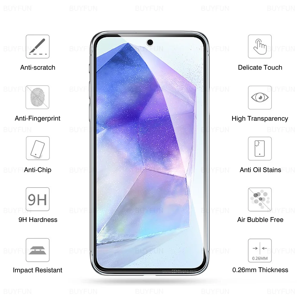 Samsun A55 35 25 15 05s HD Protective Glass 3pcs For Samsung Galaxy A55 A35 A25 A15 A05 A05s 5G Screen Protectors Tempered Glass