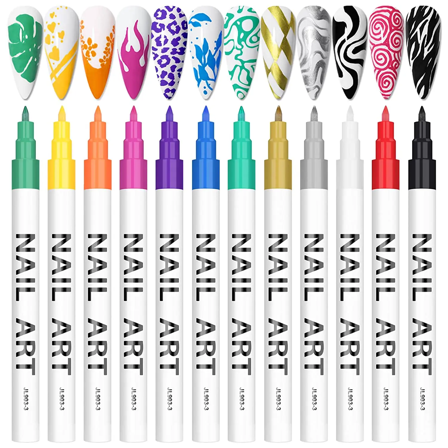 12 Color 3D Nail Art Pens Nail Point Graffiti Dotting Pen Drawing Painting Liner Brush DIY Nail Art Beauty Adorn Manicure Tools