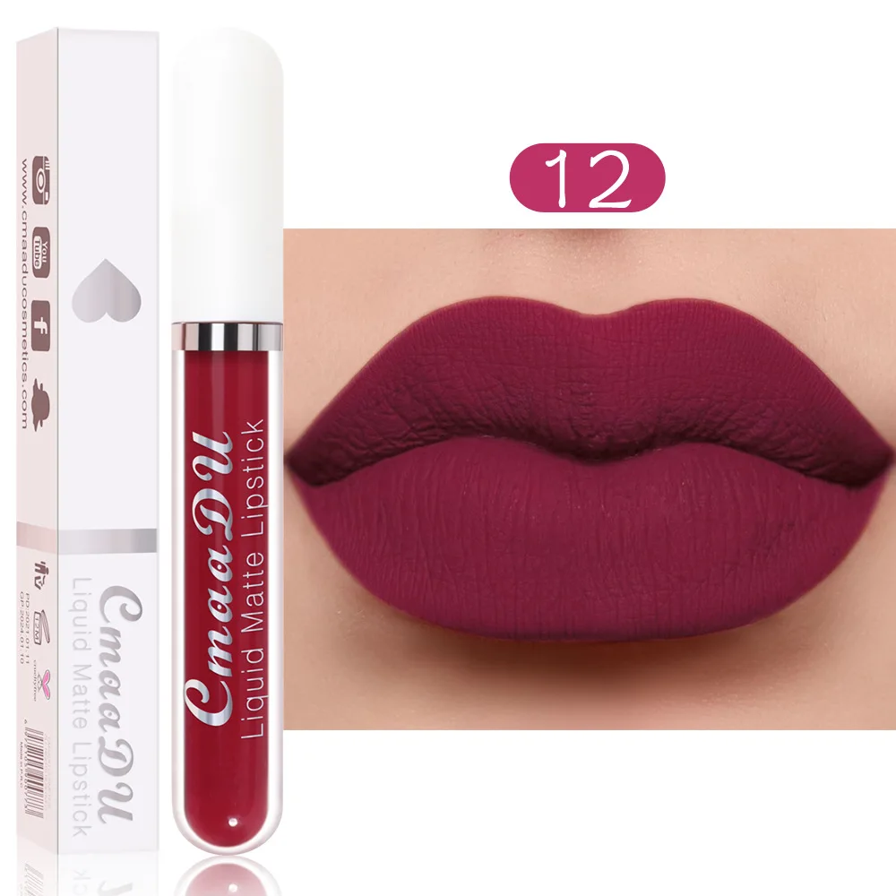 Brillo de labios mate de terciopelo de larga duración para mujer, lápiz labial líquido, maquillaje de labios, belleza roja, taza antiadherente, brillo de labios impermeable, 18 colores