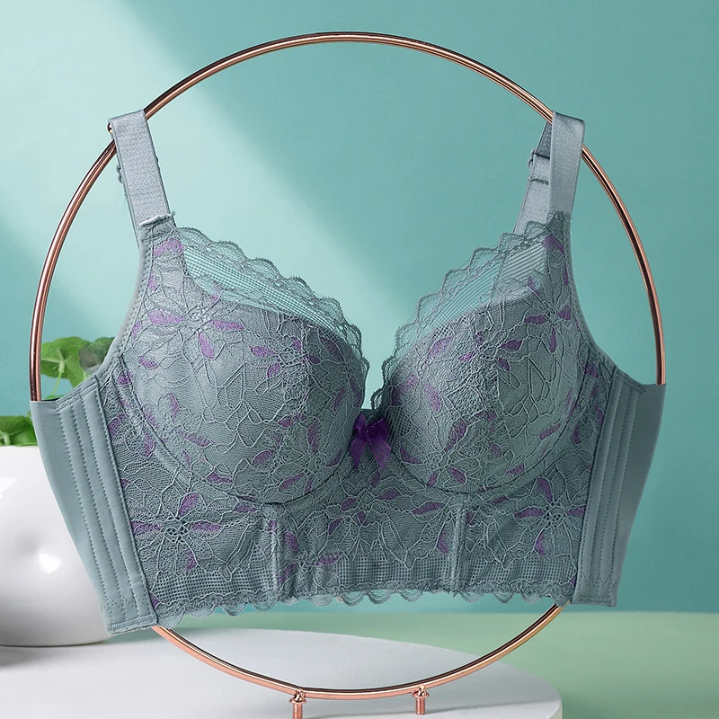 

Non Padding Women's Full Coverage Underwired Breathable Balconette Sheer Floral Lace Bra 34 36 38 40 B C D E