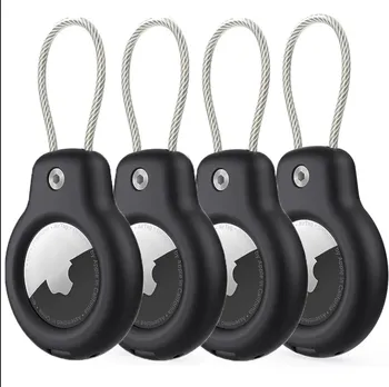 Compatibile con Apple AirTag Supporto sicuro con cavo metallico Air Tag Lock Case Portachiavi Portachiavi Portachiavi Etichetta per bagagli per chiavi