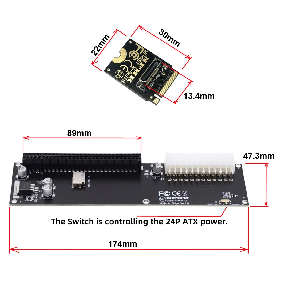 Cablecc  Host Adapter for GPD WIN Max2 External Graphics Card & SSD PCI-E 3.0 M.2 M-key to Oculink SFF-8612 SFF-8611