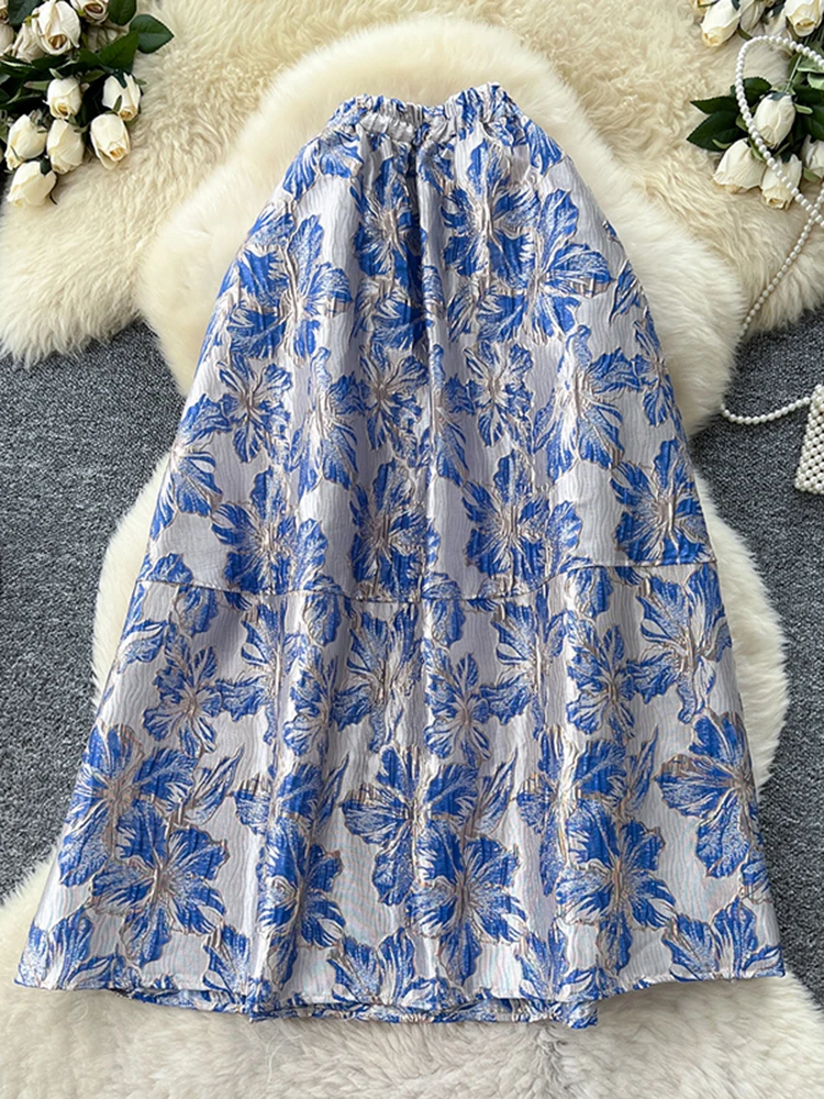 الخريف المرأة قصر نمط الساخن ختم الجاكار تنورة جديدة الفرنسية الباروك موضة عالية الخصر ألف خط رقيق تنورة C388