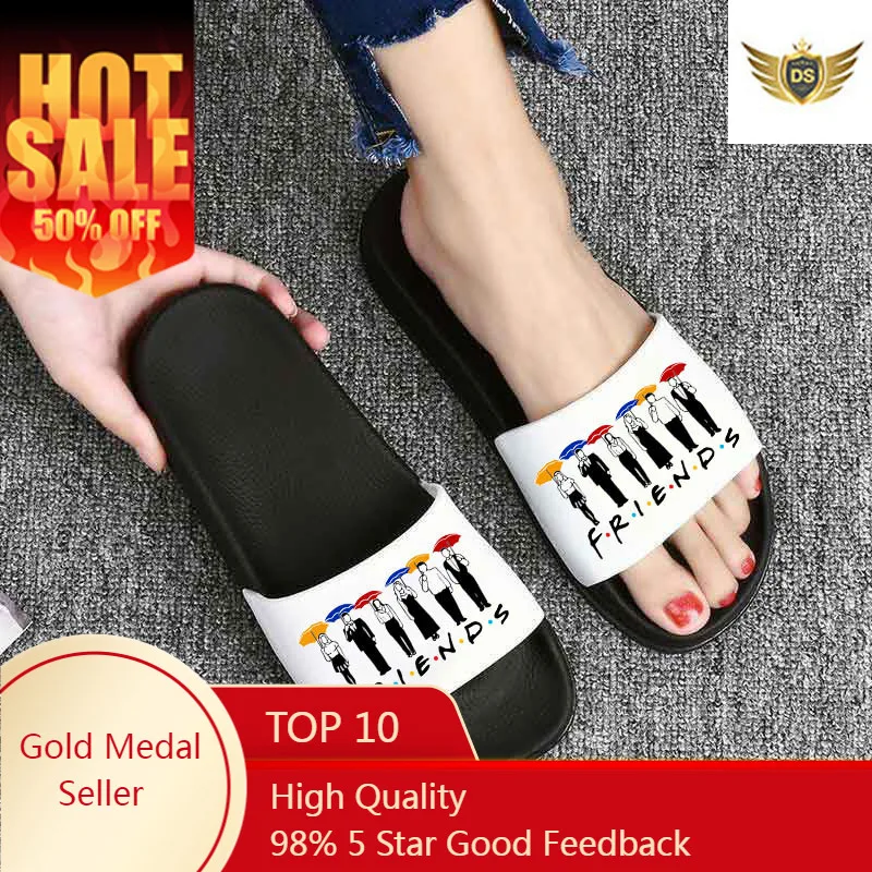 

Women Slippers Friends Printing Cartoon Home Slippers Thick Sole Sandals Women Shoes Ladies Flip Flops Indoor Flat Ladie Slides