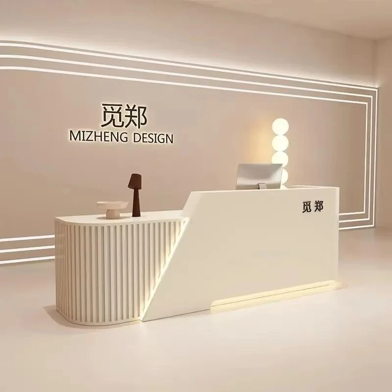 bar beauty salon checkout page simple arc reception desk L-shaped corner