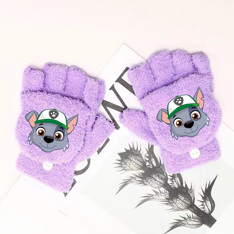 Paw Patrols Luvas de pelúcia inverno ao ar livre à prova de vento e quente luva de malha dos desenhos animados anime luvas infantis kawaii presentes de natal