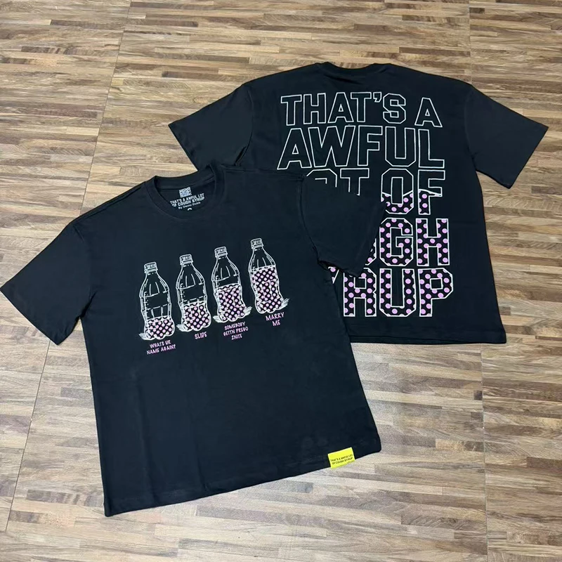 Hip-hop Style Street Cough Syrup Short Sleeve T Shirts Bottle-print Loose Casual High-quality Cotton T-shirt Real Photo