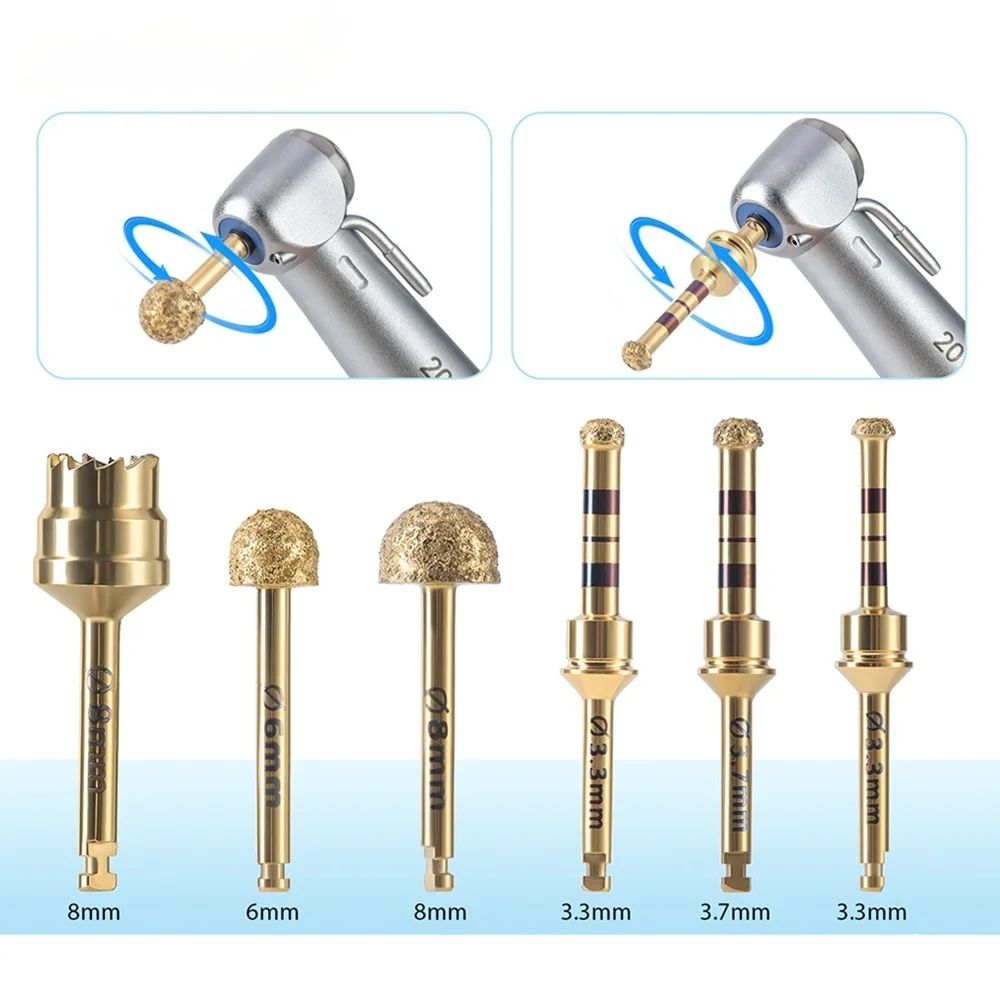 6PCS/Set Dental Implant Sinus Lift Drills Kit Diamond Coated Lateral Reamer Bur Bone Drills Dental Implant Tools