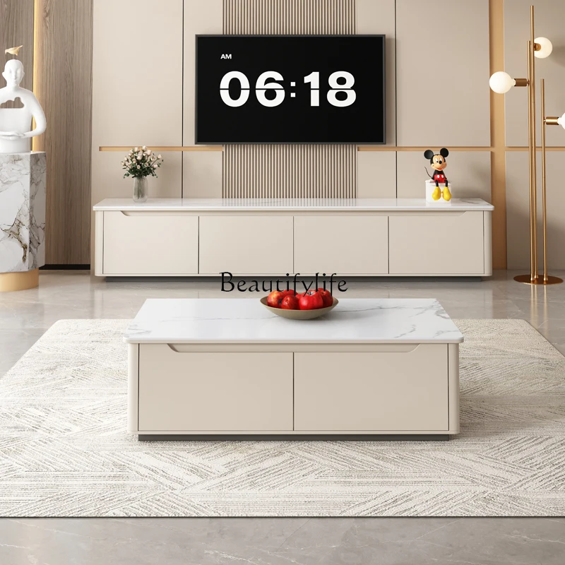 

All solid wood floor coffee table modern simple small apartment