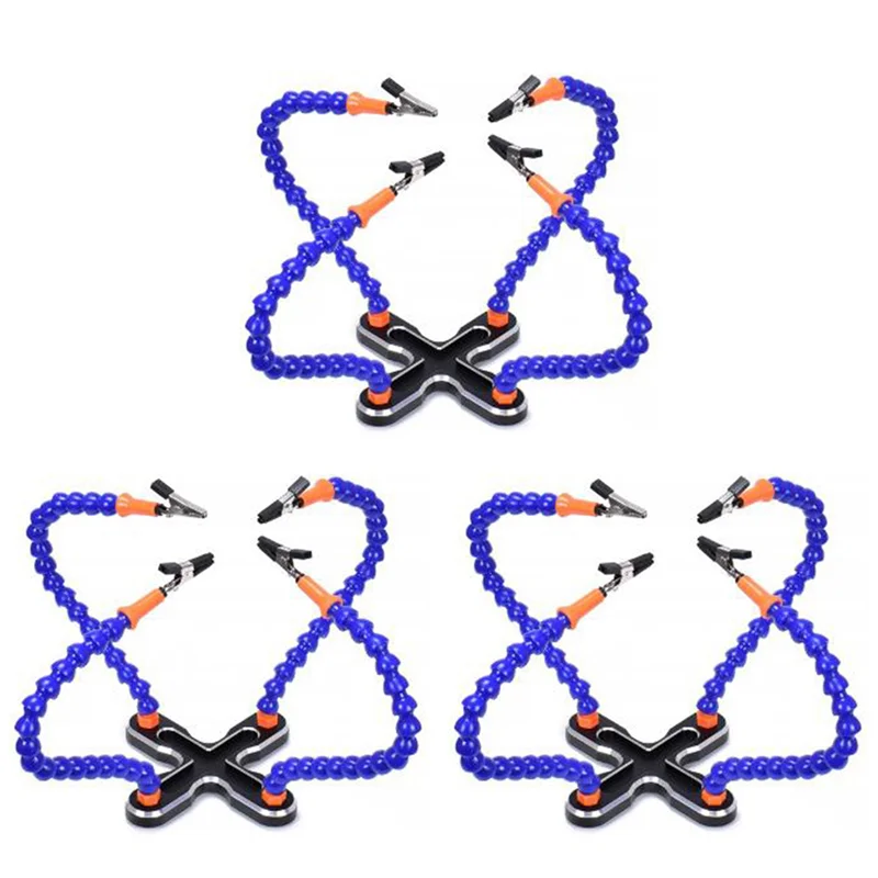 AC88-3X Diy Soldering Third Hand 12Pc Flexible Arms Welding Helping Stand Repair Holder Tool Multifunctional Metal Base