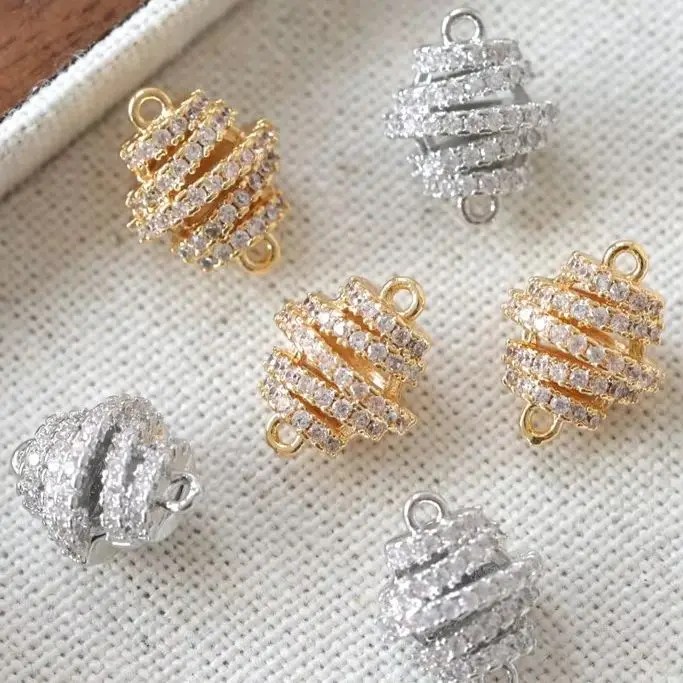 

2PCS Copper-Plated Real Gold Zircon Inlaid 3D Honeycomb Cross Double Pendant DIY Handmade Accessory