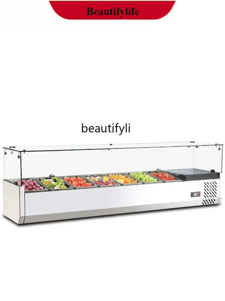 

E132 Desktop Refrigerated Display Horizontal Salad Fruit Fishing Cold Dish Buffet Food Preservation Freezer