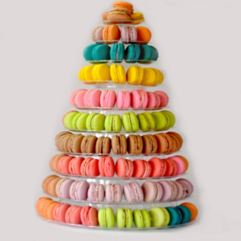 Y42A-10 Tiers Macaron Tower Macaroon Display Stand Baby Shower Birthday Party Cake Decorating Supplies Wedding Decoration Transp