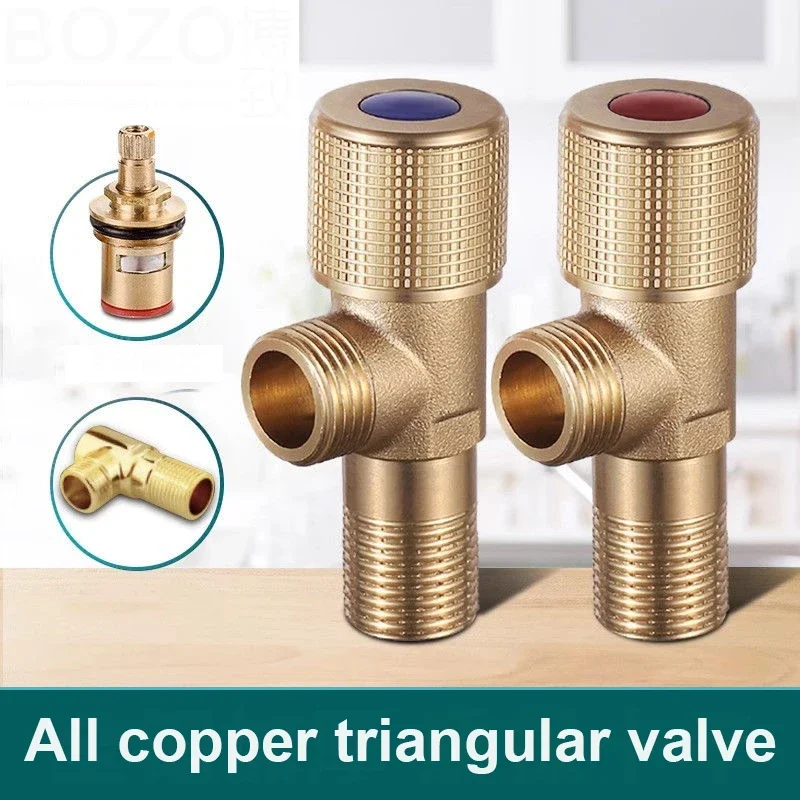 Thickened Brass Angle Valve 1/2 Inch Water Stop Valve, Brass Core Cold Hot Water Angle Tap for Bathroom Sink Water Heater
