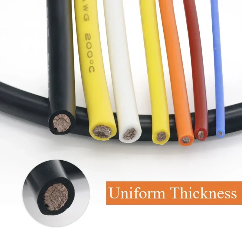 1m/5m Heat Resistant Cable 30 28 26 24 22 20 18 18 16 15 14 13 12 10Awg Soft Silicone Wire High Temperature Flexible Copper Wire