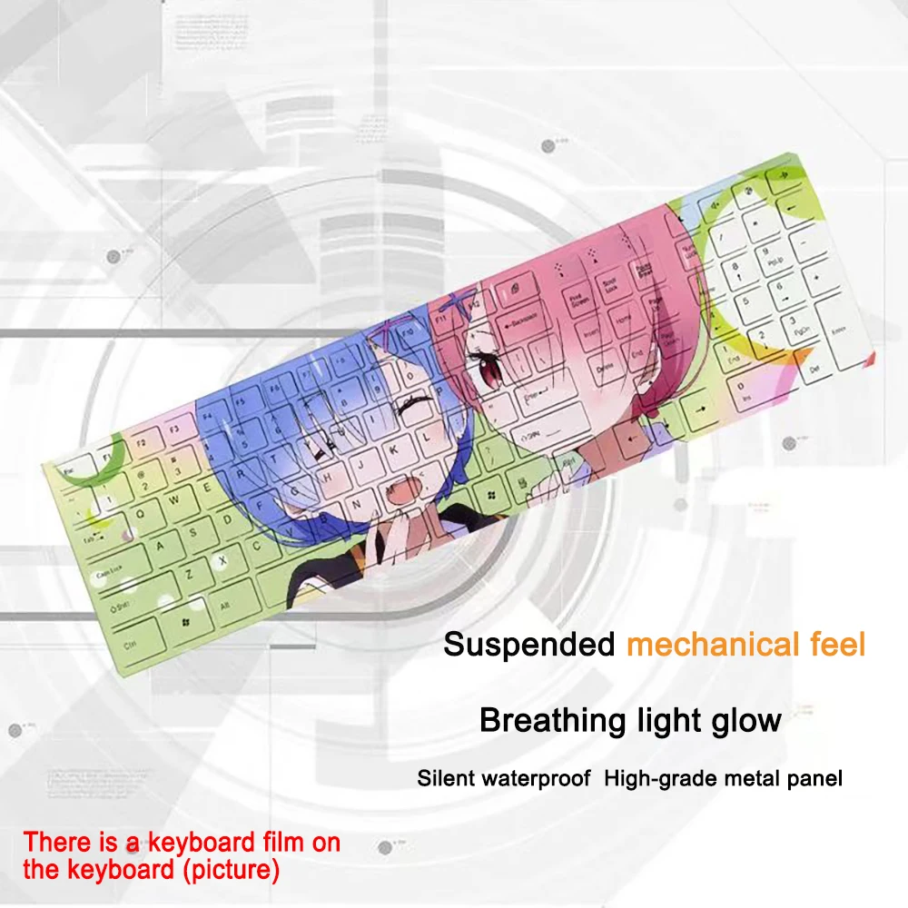 104 Key Re:Zero-Starting Life in Another World Keyboard Gaming Anime Wired Backlit Gaming Keyboard Keycap For Office Laptop Game