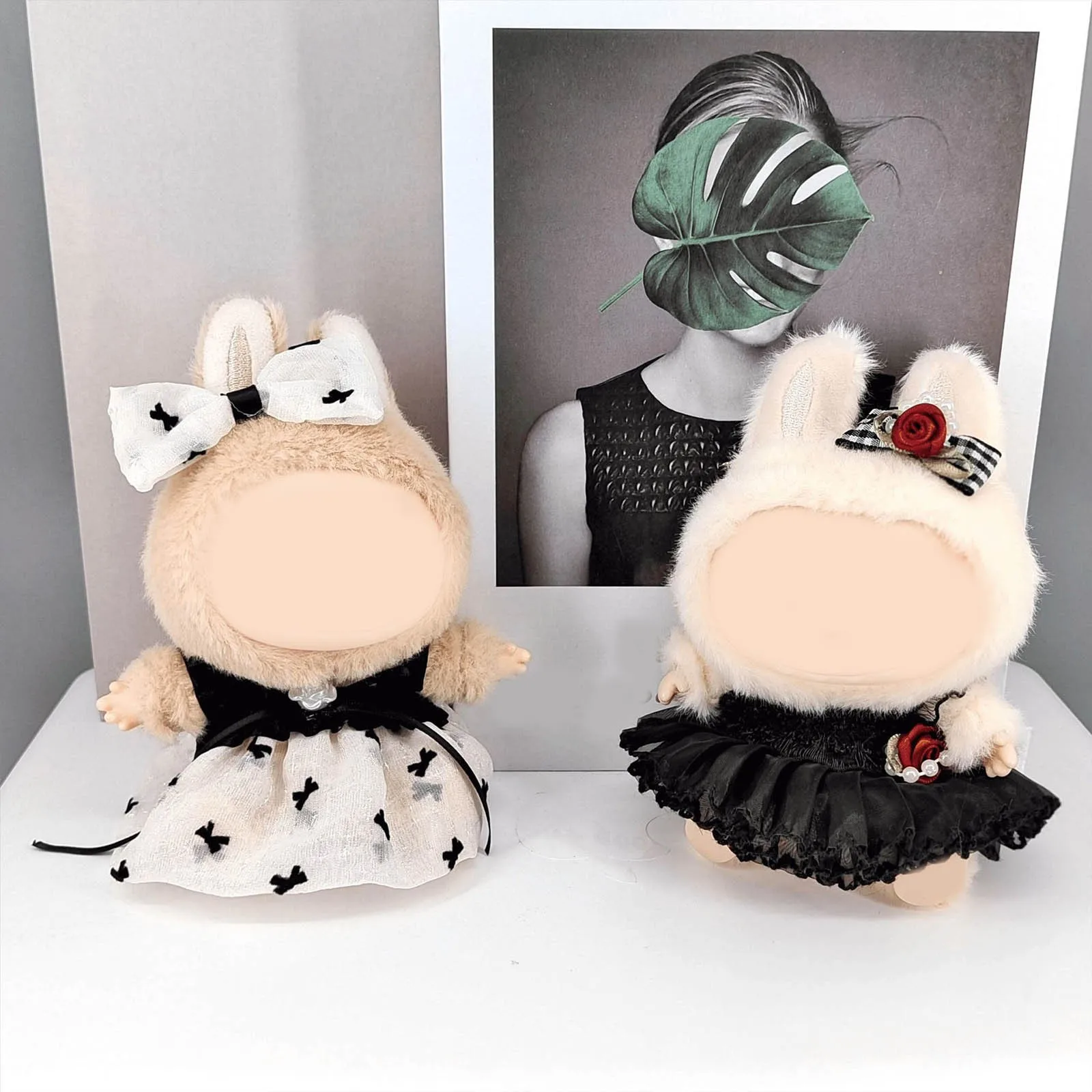 

17cm Mini Plush Doll'S Clothes Outfit Accessories For Korea Kpop Labubu Idol Black Princess Gauze Skirt Clothing