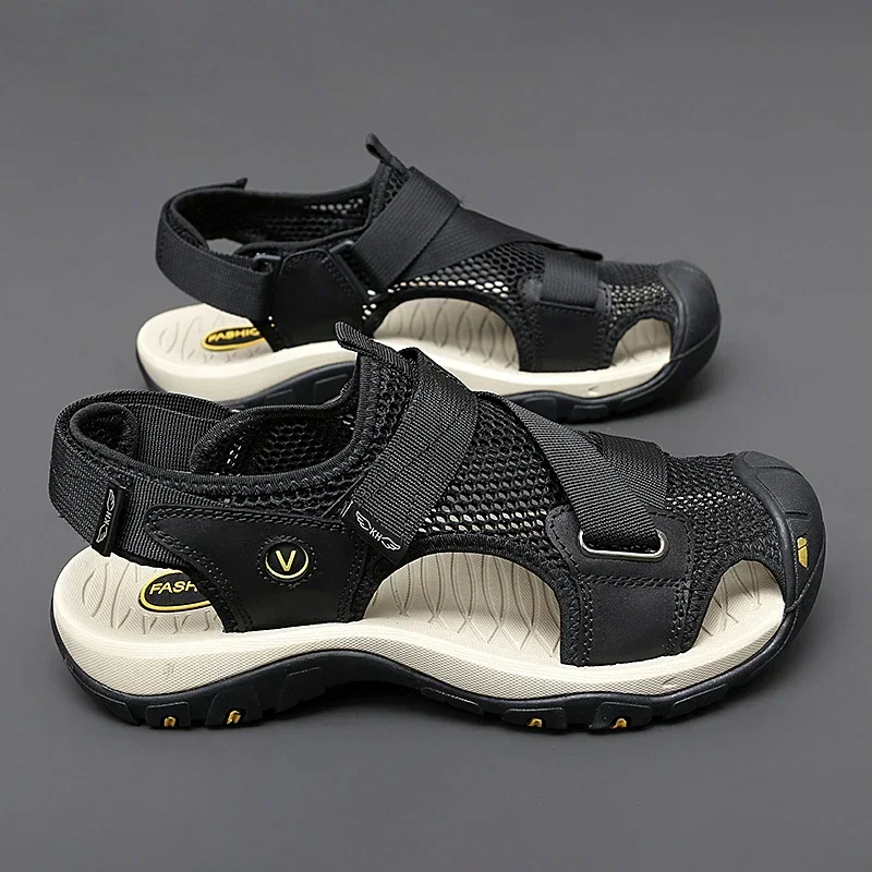 Men's Summer Beach Sandals, Soft Sole Breathable Quick-Dry Water Shoes, Roman Casual Outdoor_voghion.com