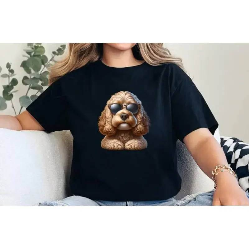 Cockapoo T Shirt Cute Wearing Sunglasses Holiday Funny Dog Walking