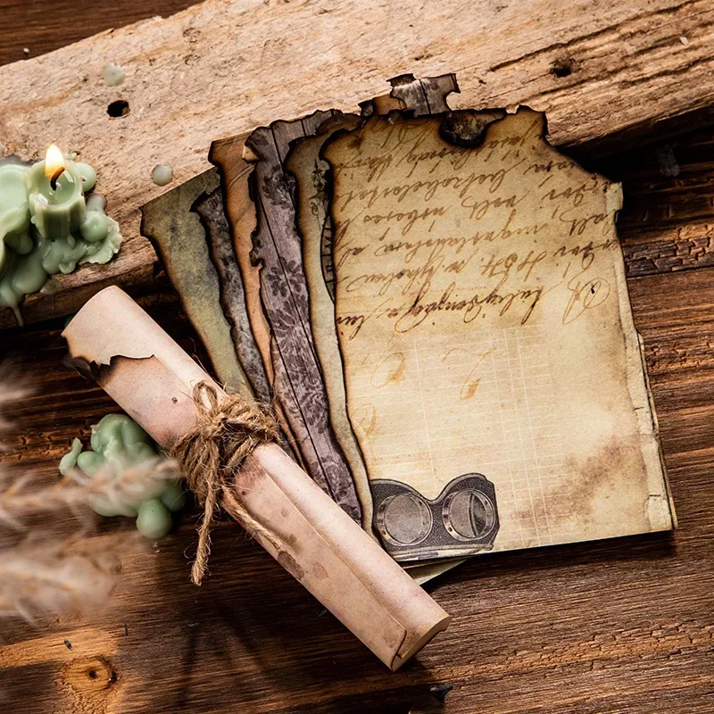60pcs stain DIY decorative base retro literary art 6 styles flower notes vintage old Material paper leaf coffee diary