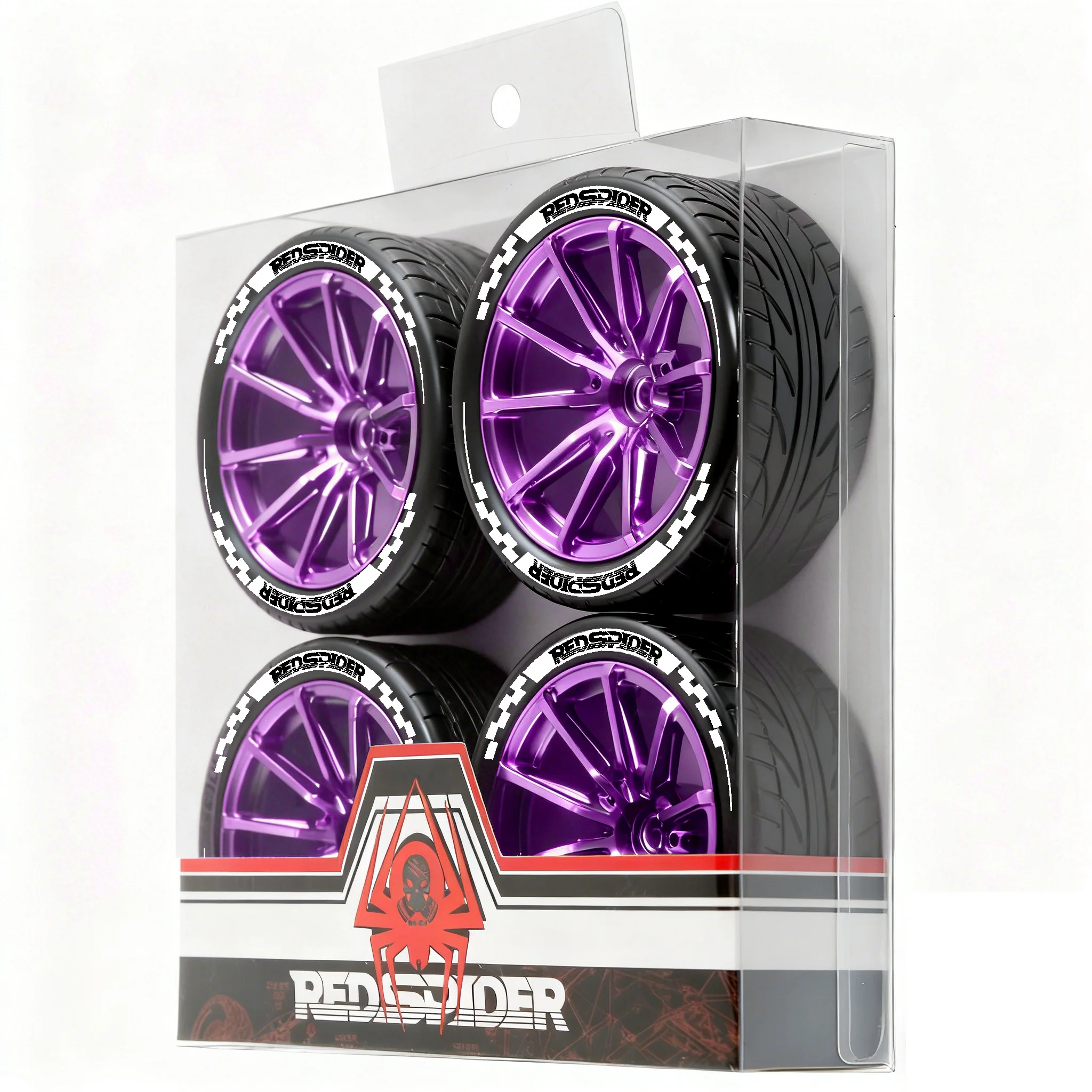 4 Uds neumáticos de goma y llantas de plástico cubo hexagonal de 12mm Compatible con HSP Tamiya HPI Kyosho Redcat ExceedRC 1/10 Touring Ca en carretera