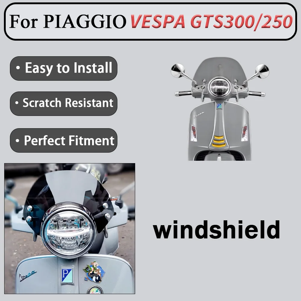 For PIAGGIO VESPA GTS300/250 Windshield Modification Windshield Front Windshield Rain Protection Upgrade