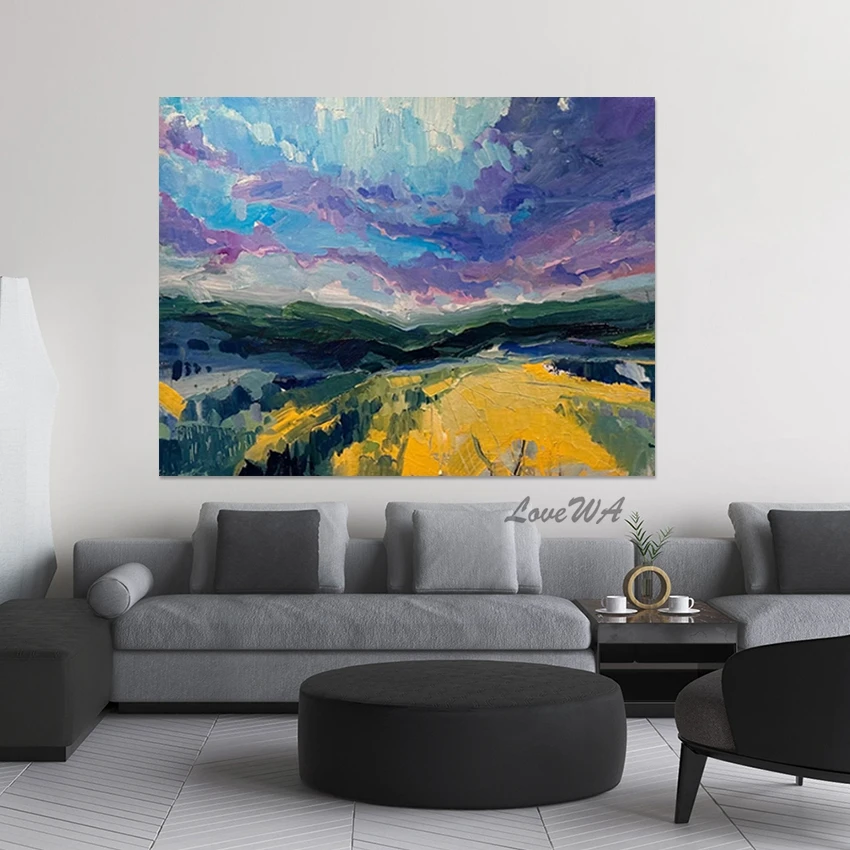 جدار ديكور فني للمطاعم، عمل فني لغرفة النوم الحديثة، بدون إطار، صورة تجريدية من الأكريليك، لوحات زيتية من قماش الكتان