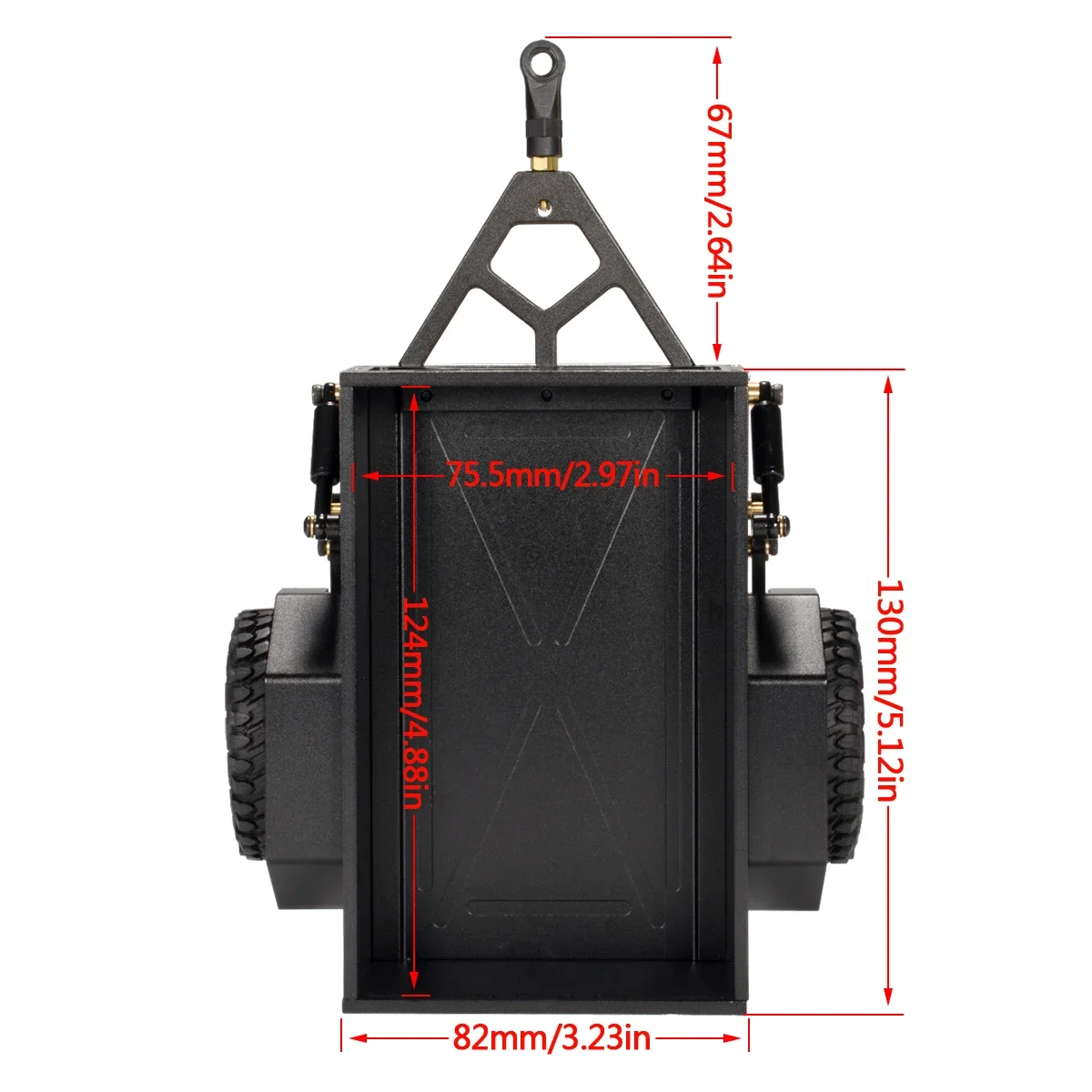 Rimorchio utilitario in lega di alluminio con supporto per gancio di traino per rimorchio per auto per Defender Bronco K10 TRX4-M RC Car Part 1/18