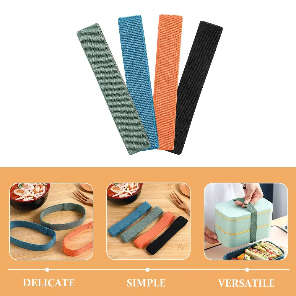 Set di 8 pezzi di cinghie elastiche per il pranzo, cinghie elastiche per il pranzo, fascia ad alta elasticità, cintura di fissaggio, sostituzione del contenitore dei pasti