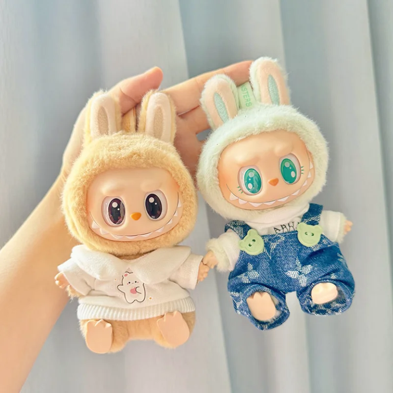 Hot Selling Only Clothes 17cm First Second Generation Labubu Doll Only Clothes Strap Pants Set Multi Cute Decoration Xmas Gifts