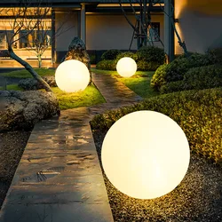 Modern Outdoor Lawn Floor Lamp LED Sphere Home Decor Fixtures Waterproof Solar Charging Lighting Creative Courtyard Lights