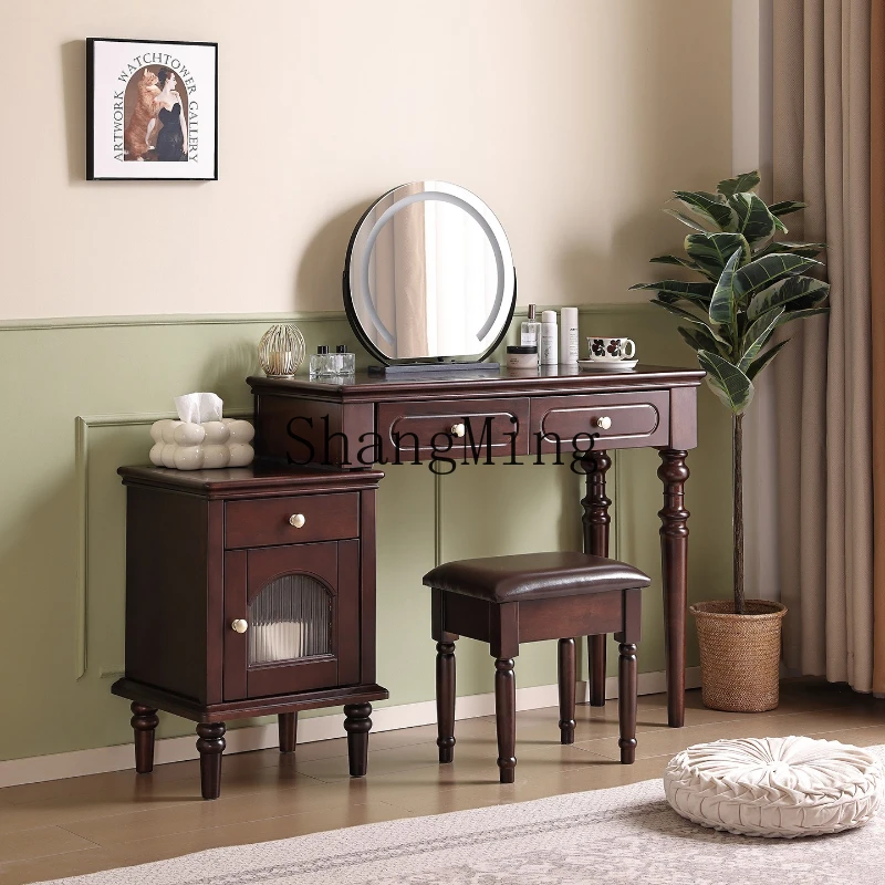 

FG retro solid wood dressing table, bedroom makeup table, small apartment, simple medium and ancient style table