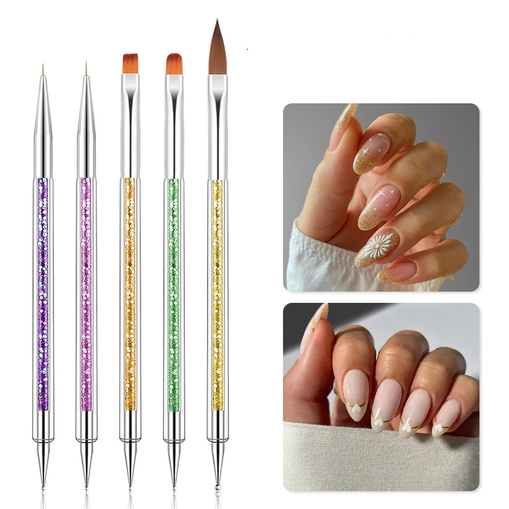 5Pc Nails Art Dotting Pen Acrylic Drawing Liner Supplies Brush Rhinestone Gems Picker UV Gel Painting Manicure Accessoires Tools